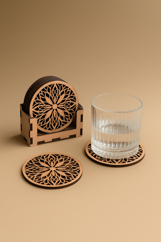 12 Glasunterleger mit Halter